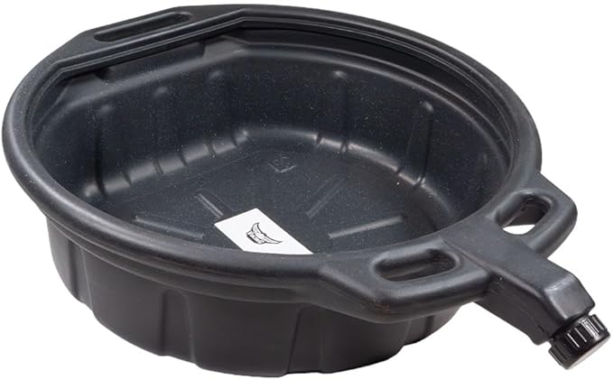 Mytee Products Automotive Oil Drain Pan - Black Plastic Anti Splash, Motor Large Oil Drip Catcher Pan for Changing Oil, Spill-Proof Design - 4.25-Gallon