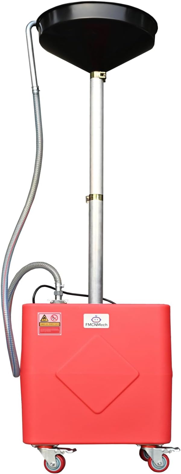 20 Gallon Waste Oil Drain Tank with 110V Electric Pump, Adjustable Height Oil Drainer, 8 GPM Flow Rate, Semi-Transparent HDPE Oil Tank with Large Funnel & Tool Tray for Garage and Auto Repair Shop