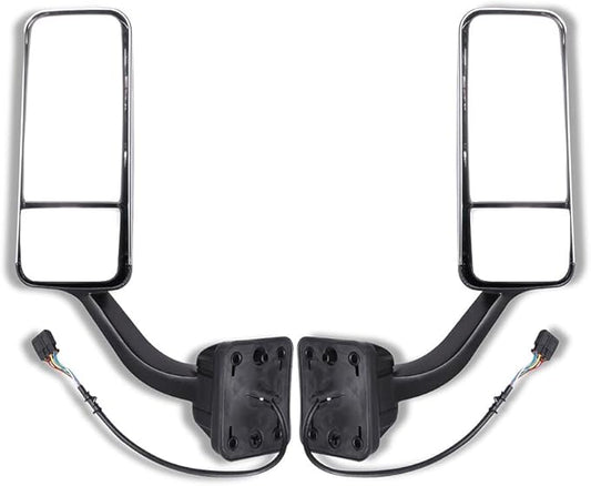 SCITOO Truck Hood Mirrors A Pair(Left Right Side Tow Mirrors) Side Tow mirrors compatible with 2008-2016 for Freightliner for Cascadia Truck with Chrome Housing
