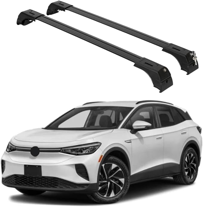 ERKUL Roof Rack Cross Bars for VW Volkswagen ID.4 2021-2025 | Aluminum Crossbars with Anti Theft Lock for Rooftop | Compatible with Flush Rails - Black