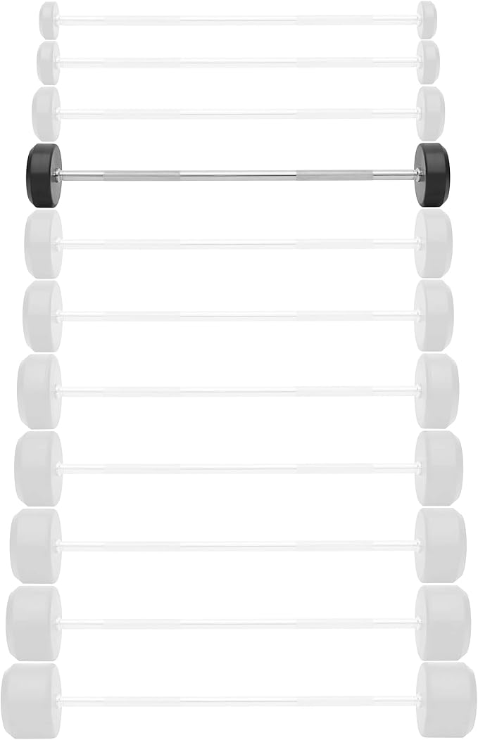 Philosophy Gym Rubber Fixed Barbell, Pre-Loaded Weight Straight Bar for Strength Training & Weightlifting