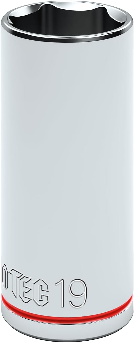 6-Point Deep Impact Socket, 3/8-Inch Drive 19mm Socket, CR-V Drive Socket for Auto Repairing and Household