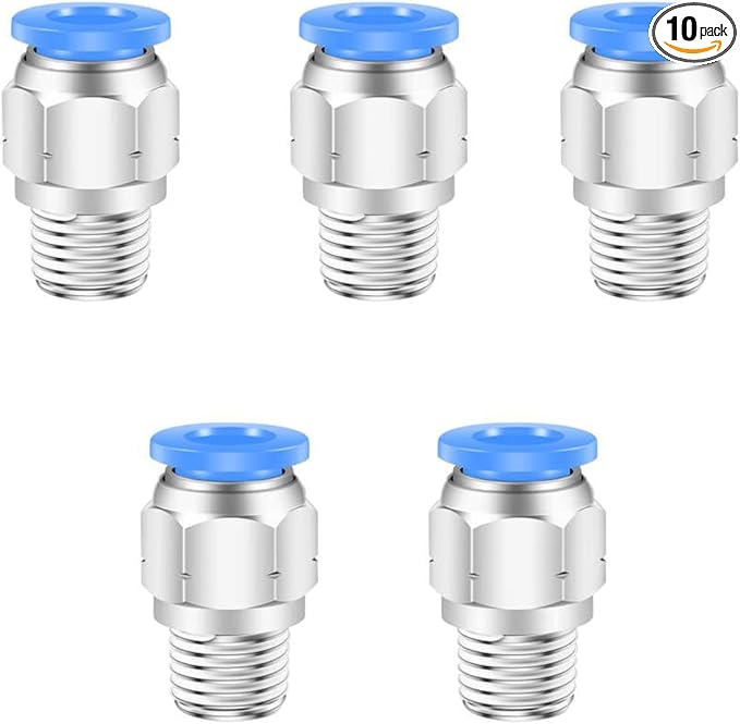12mm Push to Connect Fittings Air Fittings,CEKER 12mm x 1/4" NPT Male Thread Air Lines Quick Connect Fittings Pneumatic Fitting 12mm Tubing Fitting Push in Connector Air Hose Fittings 10Packs