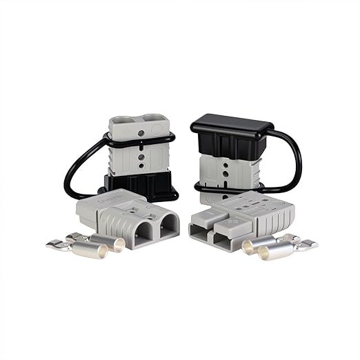 4 Pack 120AMP Battery Quick Connect Disconnect Kit - 4 Gauge Wire Harness Plug Set for Winch, RV, Truck, Car, ATV, Motor - Heavy Duty Power Connector with Cables (Gray)