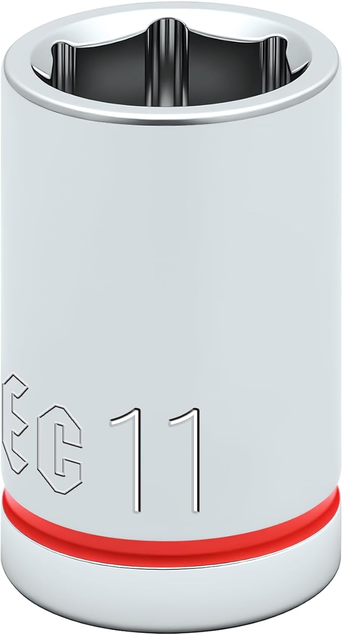 6-Point Shallow Impact Socket, 3/8-Inch Drive 11mm Socket, CR-V Drive Socket for Auto Repairing and Household