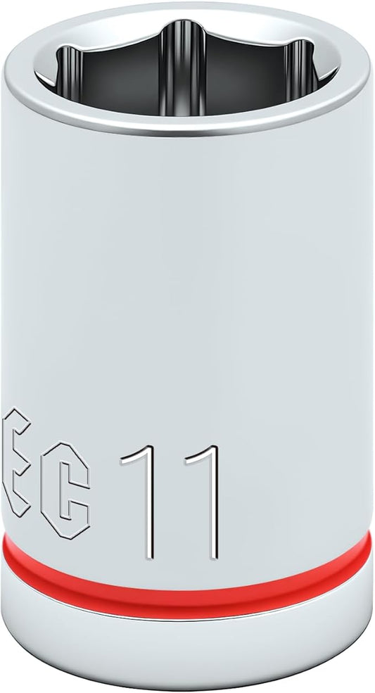 6-Point Shallow Impact Socket, 3/8-Inch Drive 11mm Socket, CR-V Drive Socket for Auto Repairing and Household