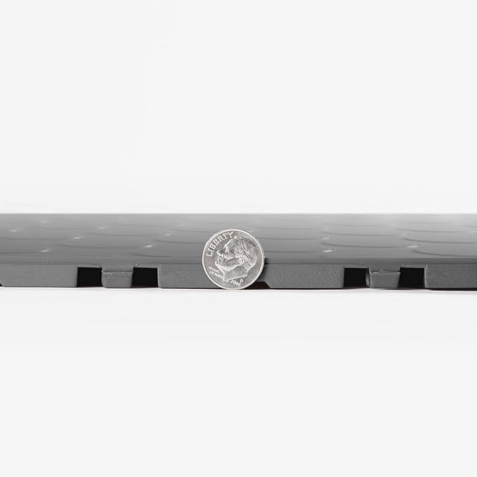 FlooringInc's Nitro 12"x12" Snap-Together Garage Flooring Tiles, Non-Slip Interlocking Plastic Floor Mat, Organization & Storage, Coin Pattern, Graphite, 12 Tiles, 12 Sq/Ft