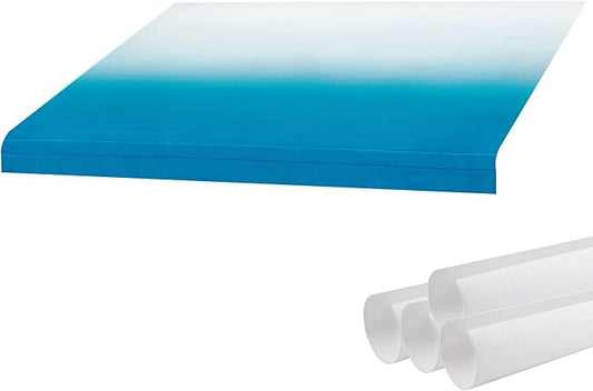 RecPro RV Awning Fabric with Awning Cover Kit | 12-22 Foot Camper Awning | Ocean Blue | 8' (96") Awning Replacement | Heat Sealed | 3 Year Warranty (14 Feet (13'1" Actual), White Awning Cover)