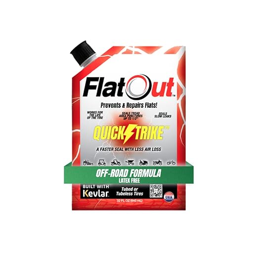 Flat Out QuickStrike Tire Sealant Off-Road Formula - Prevent Flat Tires, Seal Leaks, Contains Kevlar, 32-Ounce Bag