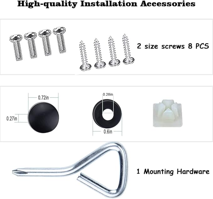 Matte Black License Plate Frames - 2 Pack Black Car Plate Frames, Universal Aluminum 4 Holes License Plate Frame for Front and Rear Car Tags.