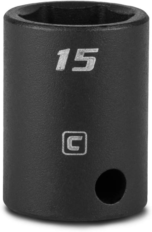 Capri Tools 15 mm Shallow Impact Socket, 3/8-Inch Drive, 6-Point, Metric