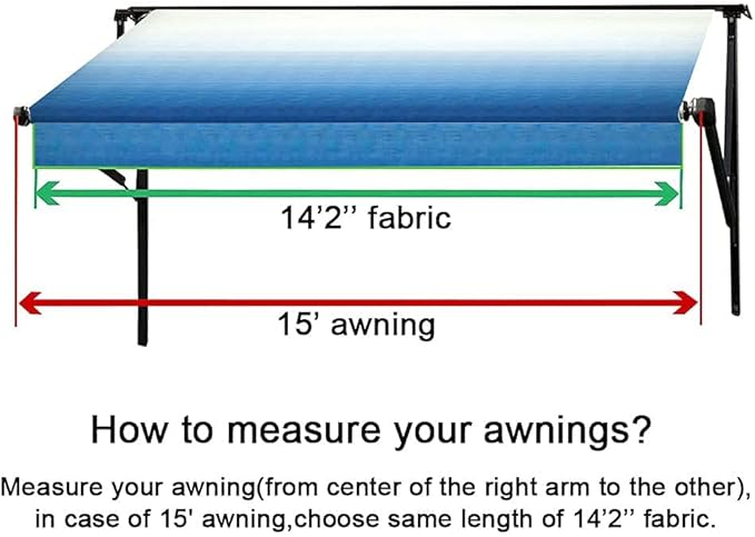 Suncode RV Awning Fabric Replacement Waterpoof Sun Shade Screen Universal Fit Camper Awning Replacement 16oz Vinyl RV Canopy Travel Trailer Awning Replacement 15 Feet Black Stripes