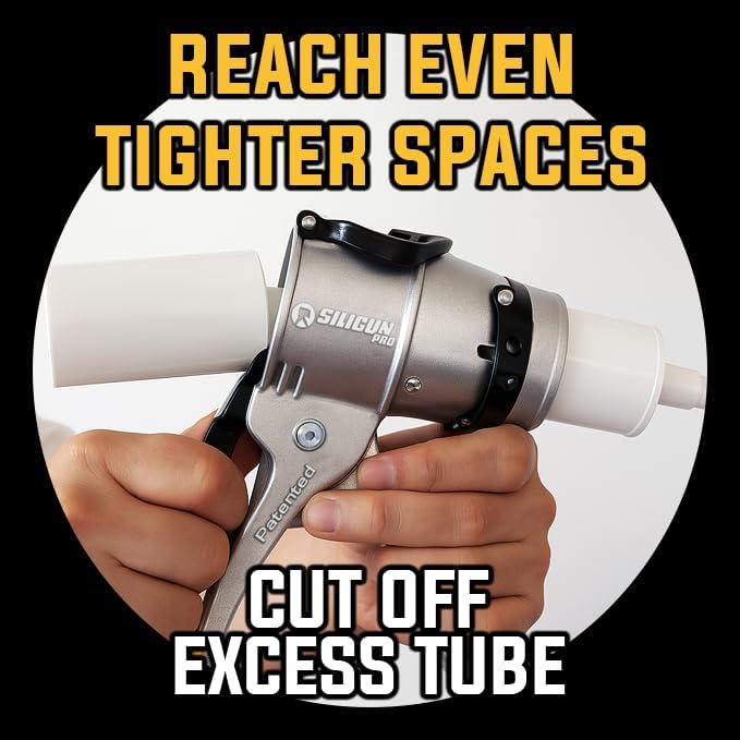 SILIGUN™ PRO Compact 24:1 Caulking Gun - No Drip Caulk Gun - Patent Design - Lightweight Aluminum Frame - Works with all 10 oz Tubes (SILIGUN PRO)