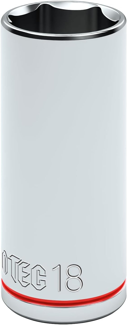 6-Point Deep Impact Socket, 3/8-Inch Drive 18mm inch Socket, CR-V Drive Socket for Auto Repairing and Household