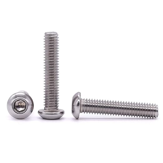 1/4-20 x 7/8" Button Head Socket Cap Bolts Screws, 304 Stainless Steel 18-8, Allen Hex Drive, Bright Finish, Fully Machine Thread, Pack of 25