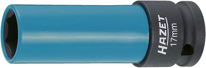 HAZET Socket 903SLG-17, 1/2 Inch Square Drive, 17mm Wrench Size, With Plastic Sleeve, Supports Gentle Wheel Fitting, Especially for Tires with Aluminium Rims