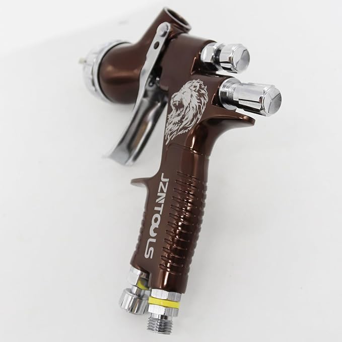 TE20 HVLP Air Spray Gun 1.3mm Nozzles, Car Paint Gun Sprayer,Forged Body, Anodised Finish，Paint Gun for Varnish and Top Coat, with Paint Sprayer Accessories (Brown)