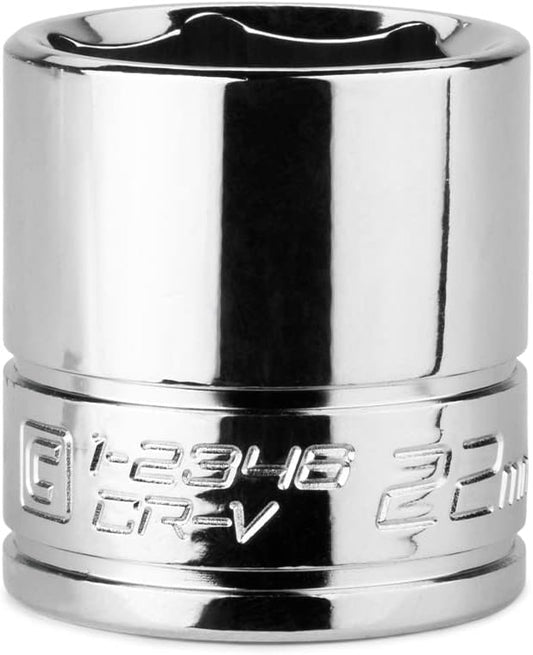 Capri Tools 22 mm Shallow Socket, 3/8-Inch Drive, 6-Point, Metric