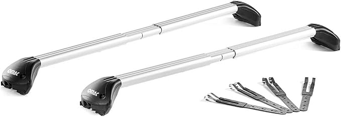 OMAC Roof Rack Cross Bars for Ford Explorer 2002-2005 Heavy Duty Telescopic 220Lbs Aluminium Silver 2Pcs fits Cargo Carriers Kayak Canoe Bike Snowboard