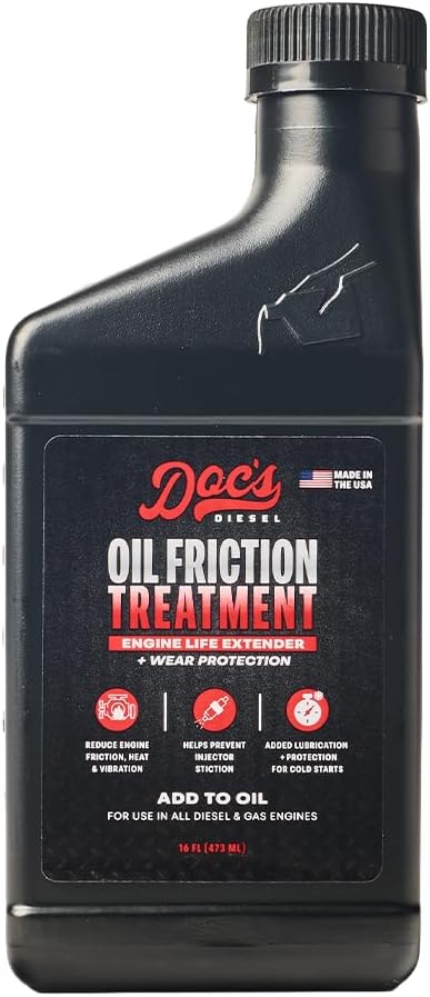 Doc's Diesel Oil Friction Treatment – Engine Oil Additive for Gas & Diesel Engines | Reduces Wear, Noise & Vibration | Boosts Fuel Economy & Power | 12-Pack (192 oz)