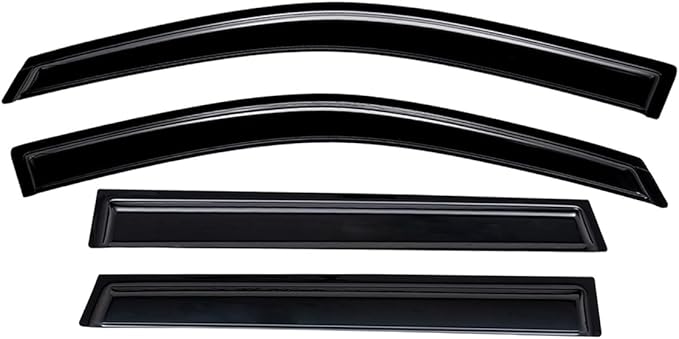 Lightronic Extra Durable Outside-Mount Auto Vent Window Visor, Fits 2009-2017 Chevrolet Traverse, UV Protection Rain Guard, Original Wind Deflector, No-Drill Easy Install, Dark Smoke, 4-Pcs