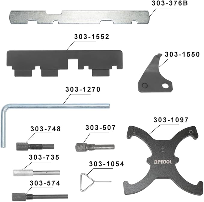 Camshaft Timing Locking Tool Kit Compatible with Ford fusion Escape Focus Fiesta Mazada 1.25 1.4 1.6 1.7 1.8 2.0 2.3L 2.5L Ecoboost 1.5L 1.6L, 2.0 TDCi 303-1097 303-748 303-1550 303-1552 303-376