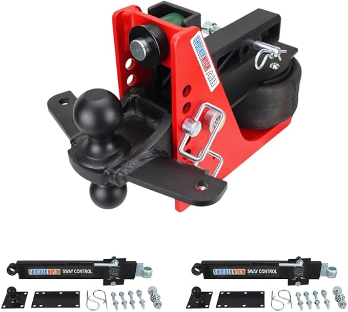 Shocker Air Hitch Sway Control Towing Kit - Fits 2" Hitch - Black Combo 2" & 2-5/16" Balls - 2 Sway Bar Kits - 14,000 lbs