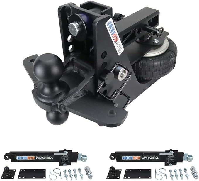 Shocker HD Max Combo Air Hitch & Sway Control Towing Kit, Fits 2" Hitch Black Combo 2" & 2-5/16" Balls