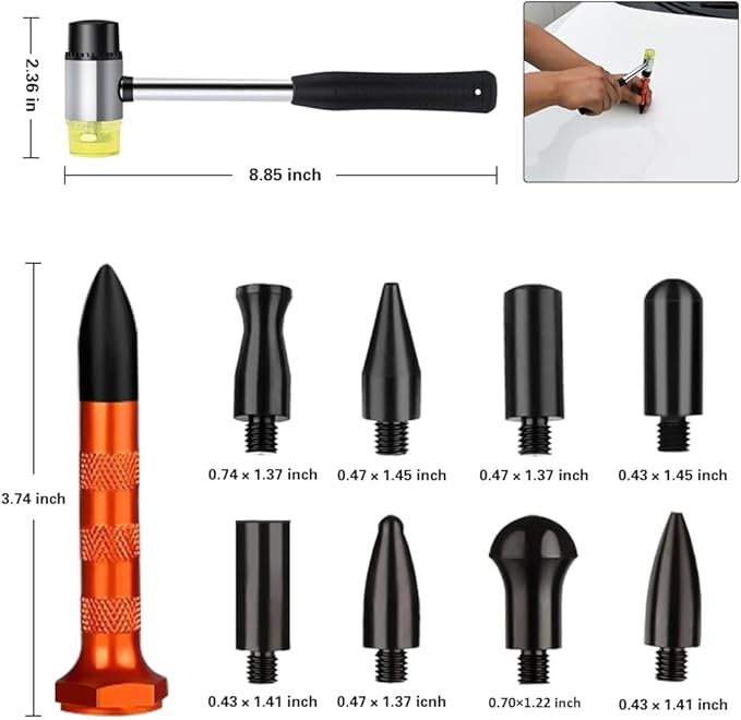 Car Dent Puller - Car Dent Removal, 52 PCS Paintless Dent Repair Kit with Double Pole Bridge Dent Puller for Car Dent Repair and Metal Surface Dent Removal