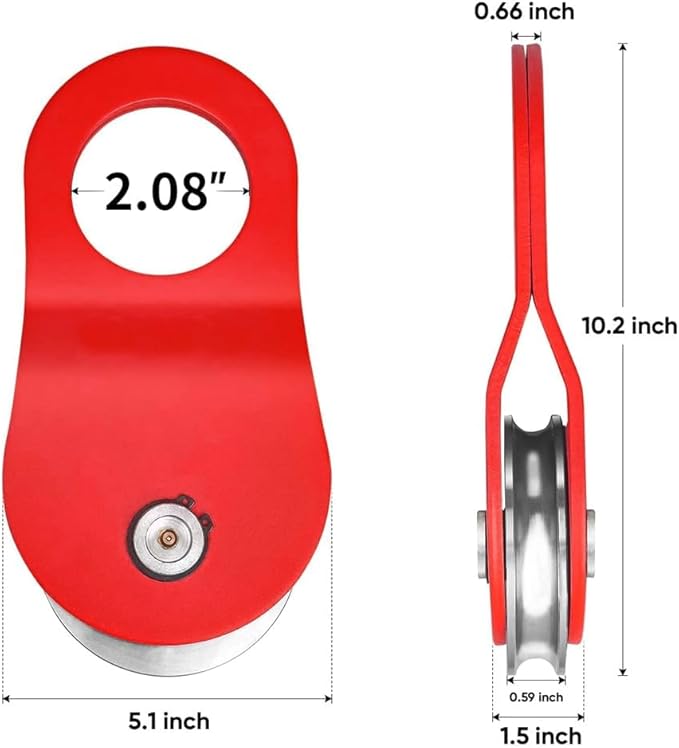 RUGCEL WINCH 10T Heavy Duty Recovery Winch Snatch Block, 22000lb Capacity,Towing Pulley Blocks,Heavy Duty Offroad Recovery Accessory for Truck, Tracto