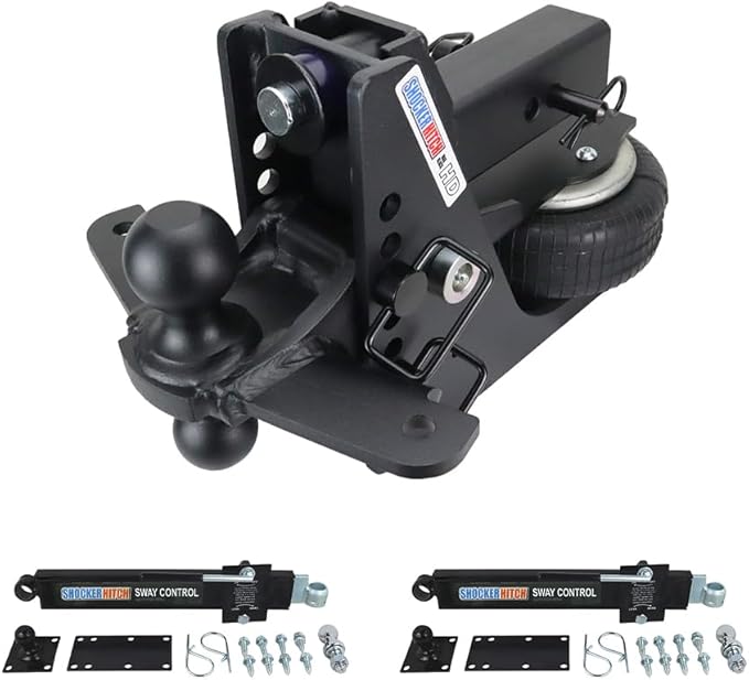 Shocker HD Max Combo Air Hitch & Sway Control Towing Kit, Fits 2-1/2" Hitch Black Combo 2" & 2-5/16" Balls
