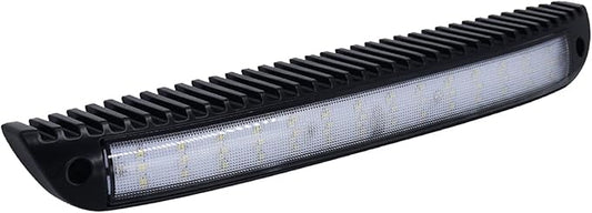 Raycharm 15.4" RV Low-Profile LED Work Light Fixture, 40° Down Angle Focused Flood Beam, 6000K Cool-White, High Light-Output Low Ampere, Aluminum Housing Black Finish, 12V/24V, 1-Pack