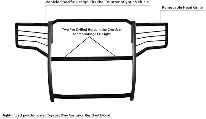 Black Horse Grille brush Bumper Guard Modular Black Compatible with 2015-2019 GMC Sierra 2500 HD|2015-2019 GMC Sierra 3500 HD-17GS14MA