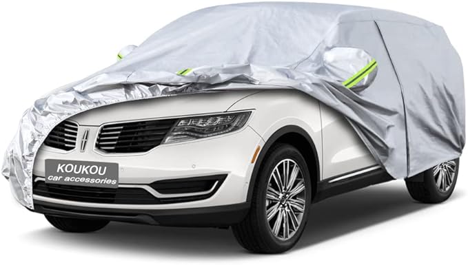 KouKou 6 Layers Car Cover Custom Fit Lincoln MKX from 2006 to 2025, Waterproof All Weather for Automobiles, Sun Rain Dust Snow Protection. (Ships from US Warehouse, Arrive Within 3-7 Days), Silver