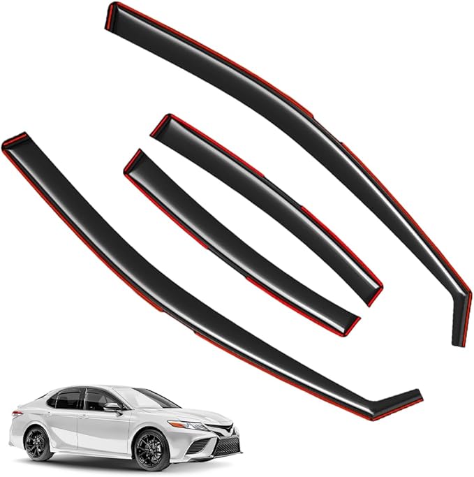 in-Channel Window Visors Rain Guards FIT Toyota Camry 2018-2024 (2018-2024) – 4-Piece in-Channel Dark-Smoke Polycarbonate Vent Deflectors