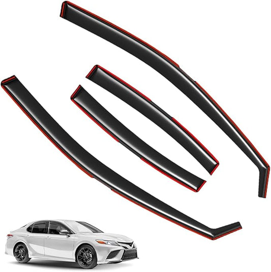 in-Channel Window Visors Rain Guards FIT Toyota Camry 2018-2024 (2018-2024) – 4-Piece in-Channel Dark-Smoke Polycarbonate Vent Deflectors