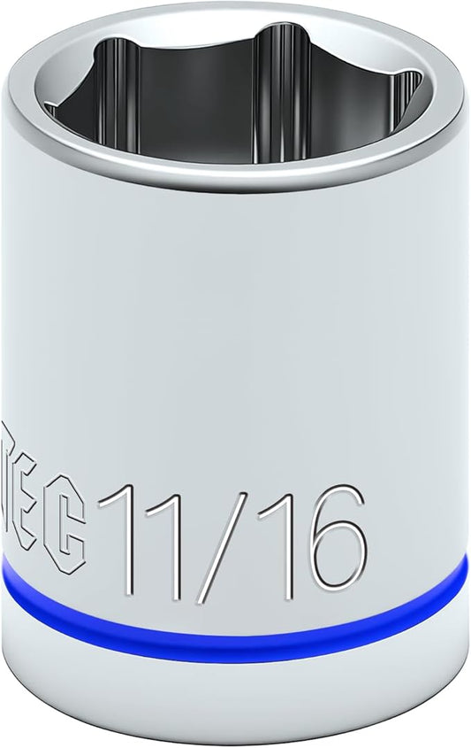 6-Point Shallow Impact Socket, 3/8-Inch Drive 11/16" Socket, CR-V Drive Socket for Auto Repairing and Household