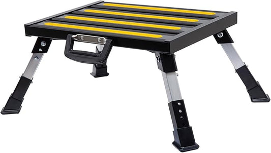 GarfatolRv Steps, Foldable RV Step Stool with a Adjustable Height Step Platform, Portable Handle, Reflective Strip and Non Slip Rubber Feet for Adults Supports Up to 1000 lbs