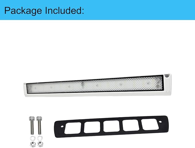 LED RV Lights Exterior, 22.4 Inch Camper Outdoor Replacement Lighting Fixture, 12V/24V DC 6000K Down Angle Flood Beam, for RVs Trailer Motorhome Campervan, White Finish, 1 Pack