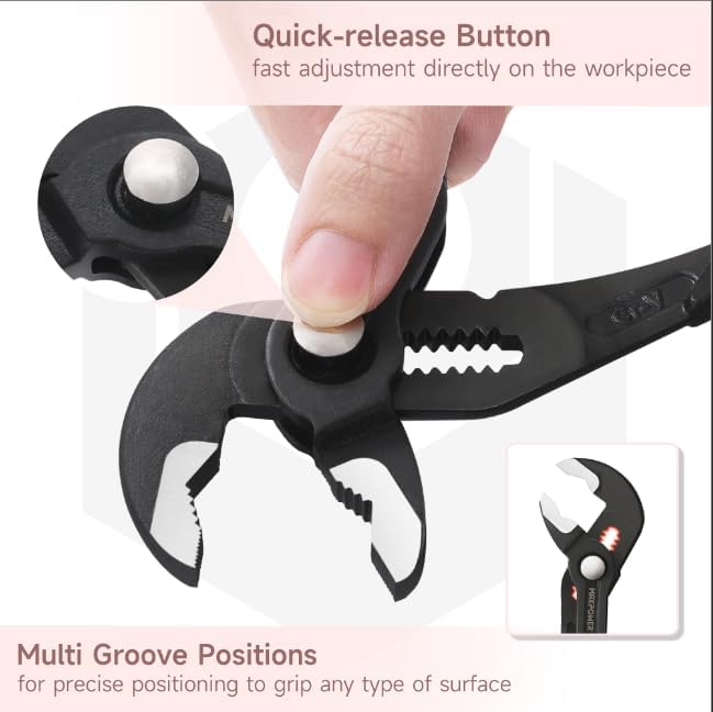MAXPOWER 10 inch Water Pump Pliers, with 1.2 inch Jaw Capacity Opening Push Button Lock Pliers