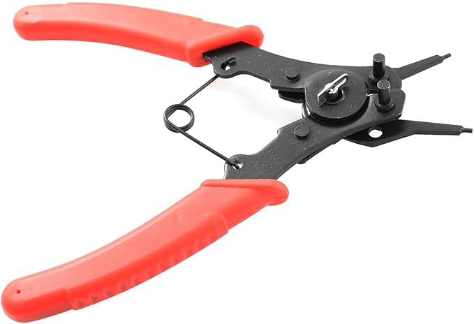 Snap Ring Pliers TAODAN 1Set 4 In 1 C Clips Removal Retaining Set for Automotive and Engine Repair, Interchangeable Jaw Head 45 90 and 180 Degree Angled Jaws, AC Compressor Clutch Holding Tool