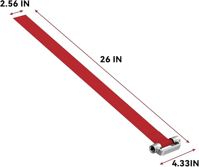 3529D Heavy Duty Strap Oil Filter Wrench Dual Drive (3/8" & 1/2") Design Fits Filters Up to 9" Diameter Durable Nylon Strap and Forged Steel Handle for Easy Removal