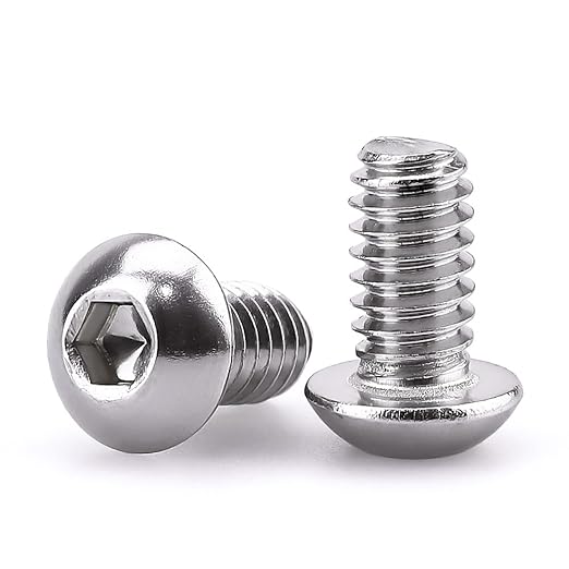 1/4-20 x 1/2" Button Head Socket Cap Bolts Screws, 304 Stainless Steel 18-8, Allen Hex Drive, Bright Finish, Fully Machine Thread, Pack of 50