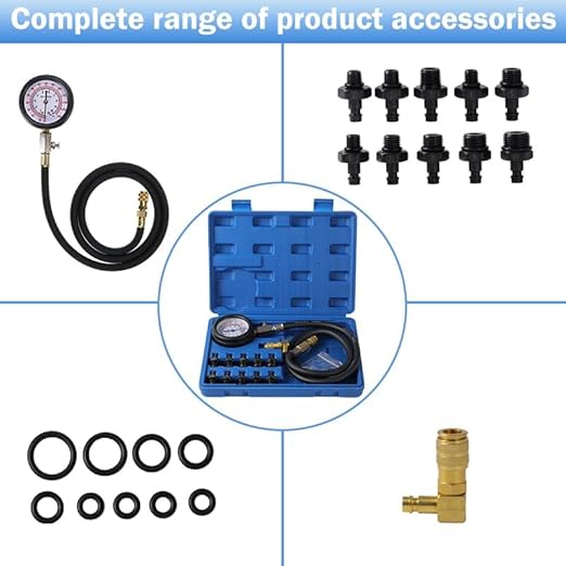 Oil Pressure Tester Tool, Oil Pressure Gauge kit, 0-140 PSI Pressure Test Diagnostic Tools, Engine Oil Pressure Tester Tool kit, for car Truck (Blue)