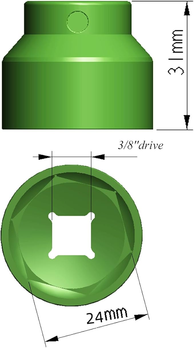 24mm oil filter socket wrench, low profile 6-point 3/8" Drive fits BMW, Chrysler,Chevy, Dodge, Jeep and Others fuel filter/oil filter cap installation&removal tool