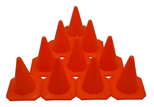 Bluedot Trading 4” Orange Traffic Cones Mini Plastic Sports Cones for Agility Training, RC Racing, Outdoor Activities, Party Games, 10 Pack