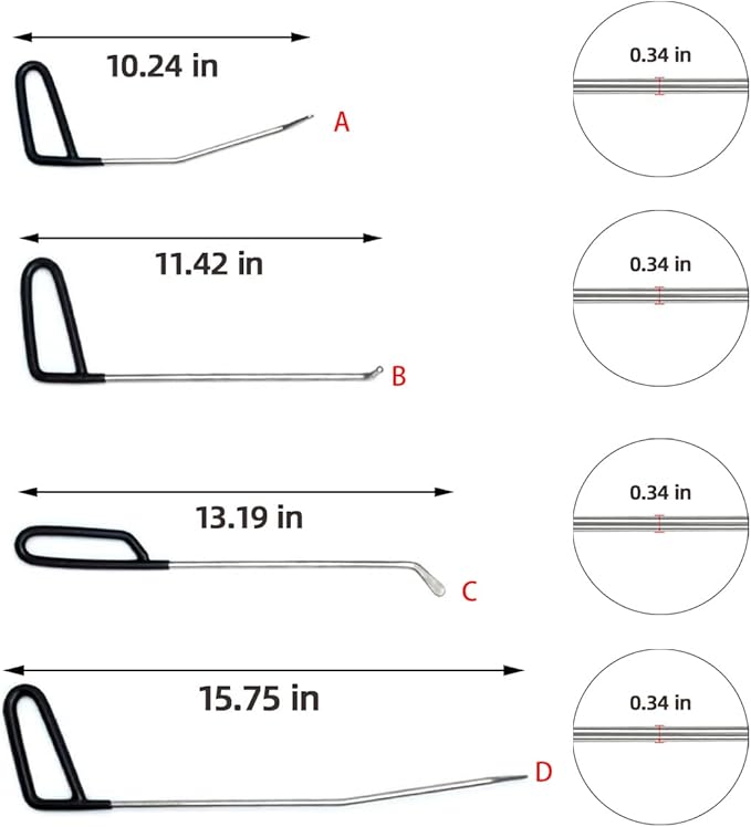 22 Pcs Car Dent Repair Rods, Hard Spring Steel Dent Rods, Dent Repair Tools, Professional Hail Dent Removal Tool for Minor Dents, Door Dings,Hail Damage,Linear Dent and Large Dent