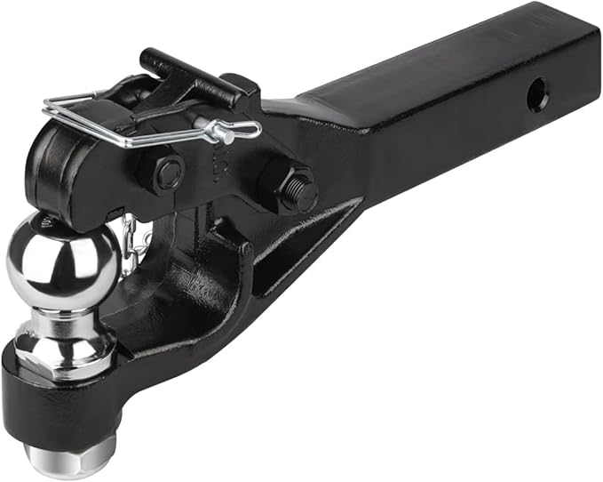 10-Ton Pintle Hook Trailer Hitches Receiver Hook Combination 2” Hitch Ball, 7000 lbs, 15-1/2” Length