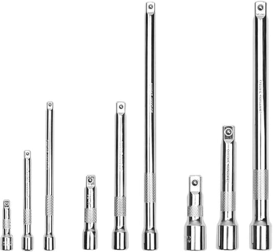 HORUSDY 9-Piece Socket Extension Bar Set, Ratchet Extension Bar Set,1/4", 3/8", and 1/2" Impact Drive Socket, Drive Tool Accessory, CR-V Steel Storage Tray