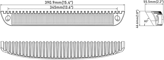 Raycharm 15.4" RV Low-Profile LED Work Light Fixture, 40° Down Angle Focused Flood Beam, 6000K Cool-White, High Light-Output Low Ampere, Aluminum Housing Black Finish, 12V/24V, 1-Pack